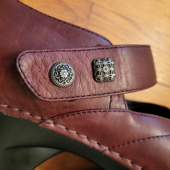 Dansko 10.5‎ 11 Burgundy Leather Mary Jane Heeled Clogs Shoes TANDY 41 - Picture 7 of 10